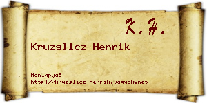 Kruzslicz Henrik névjegykártya